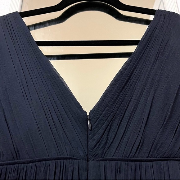 J. CREW Brigitte Navy Silk Chiffon V-Neck Empire Dress Size 2 - Picture 4 of 6